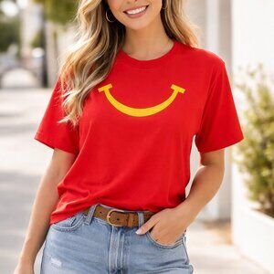 McDonalds Embroidered Smile BoxLunch Exclusive Tee T-Shirt Size Medium Red NEW